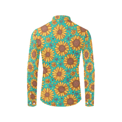 Sunflower Pattern Print Design SF013 Men's Long Sleeve Shirt