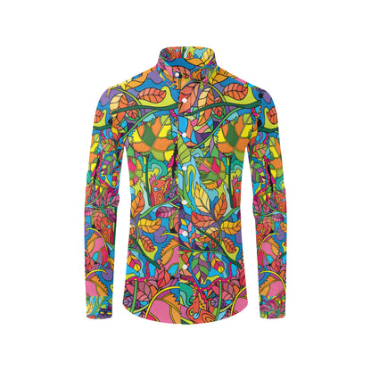 Psychedelic Trippy Flower Print Men's Long Sleeve Shirt
