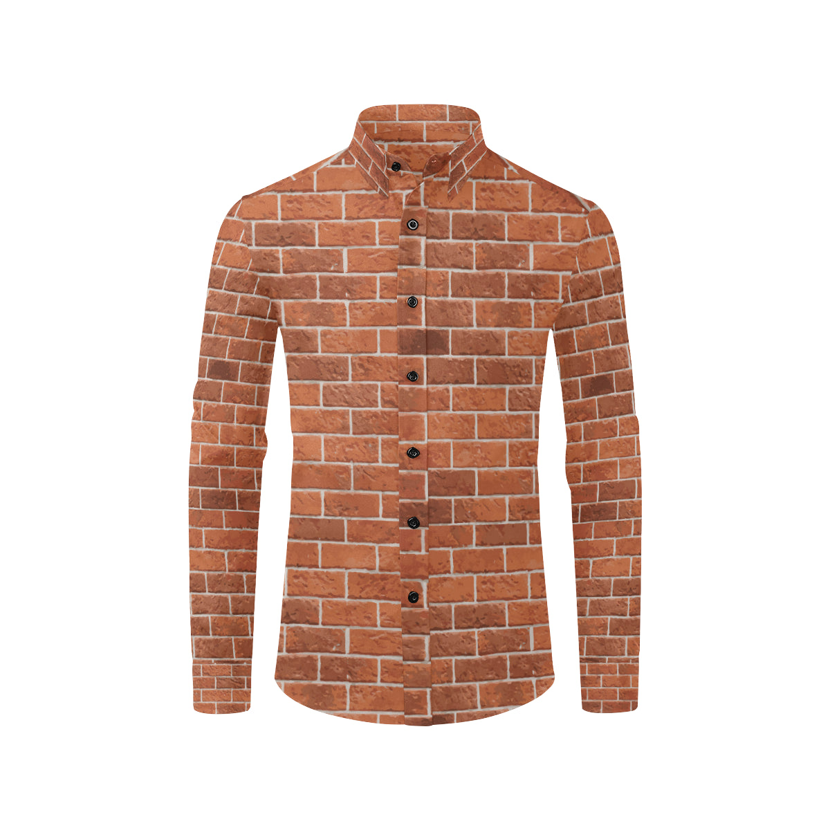 Brick Brown Pattern Print Design 02 Men's Long Sleeve Shirt