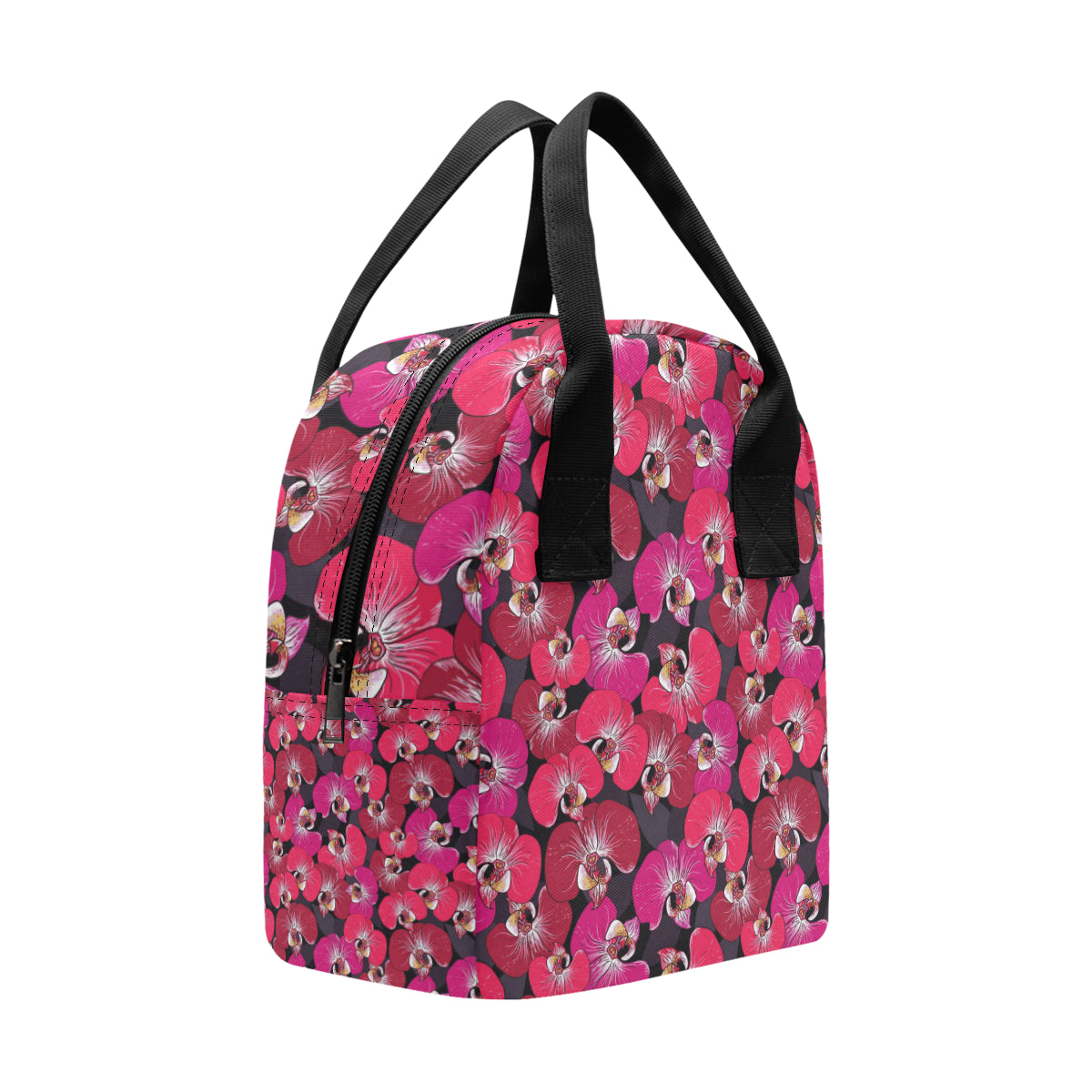 Orchid Red Pattern Print Design OR05 Insulated Lunch Bag