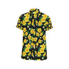 Yellow Hibiscus Pattern Print Design HB08 Men's Short Sleeve Button Up Shirt