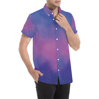 Nebula Pattern Print Design A05 Men's Short Sleeve Button Up Shirt