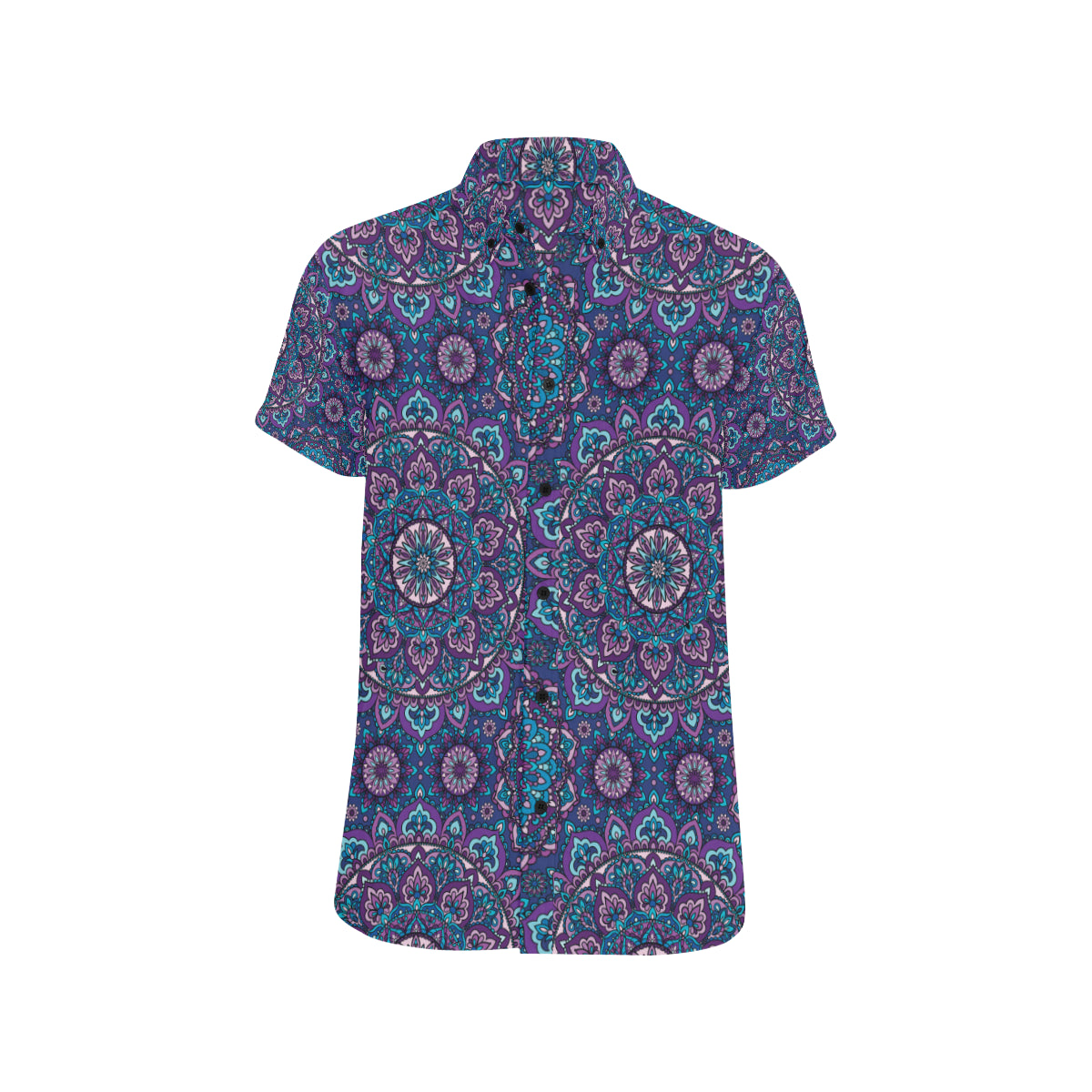 Medallion Pattern Print Design 05 Men's Short Sleeve Button Up Shirt
