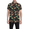 Dinosaur Print Pattern Men's Short Sleeve Button Up Shirt