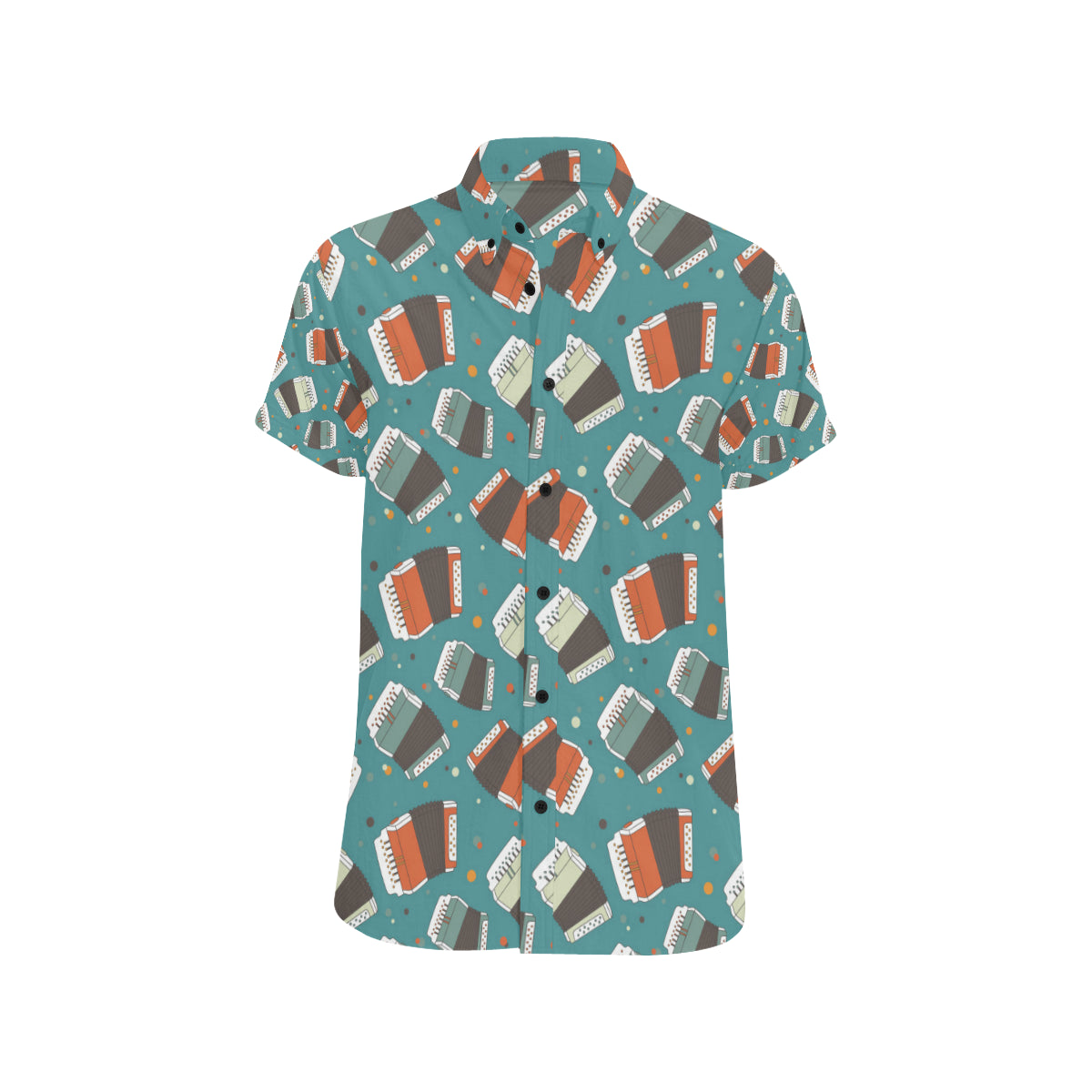 Accordion Pattern Print Design 02 Men's Short Sleeve Button Up Shirt