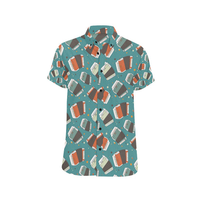 Accordion Pattern Print Design 02 Men's Short Sleeve Button Up Shirt