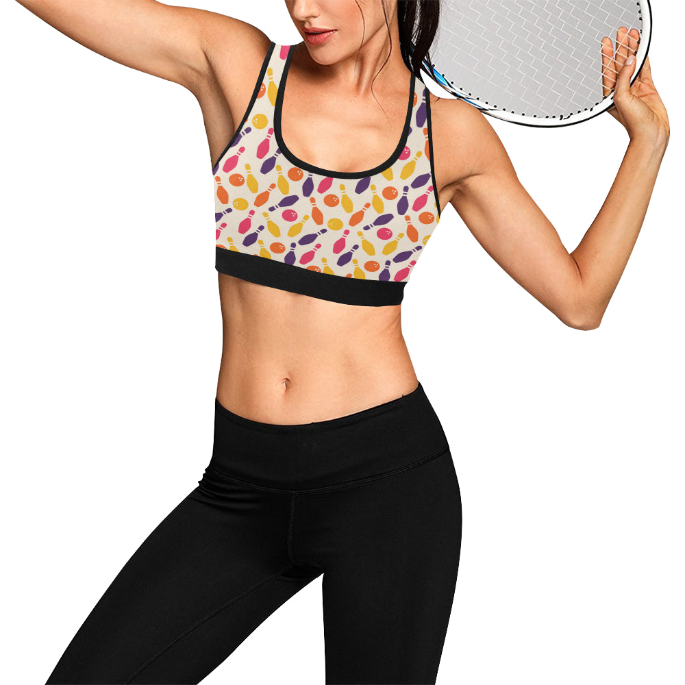 Bowling Pattern Print Design 06 Sports Bra