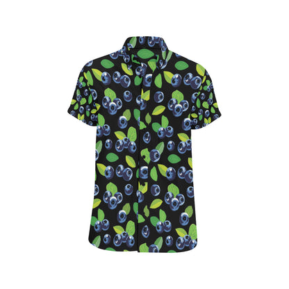 Blueberry Pattern Print Design BB03 Men's Short Sleeve Button Up Shirt