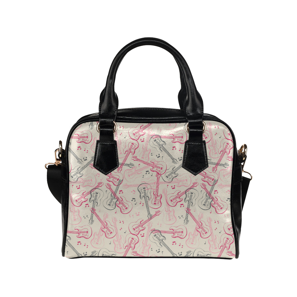 Bass Guitar Pattern Print Design 02 Shoulder Handbag