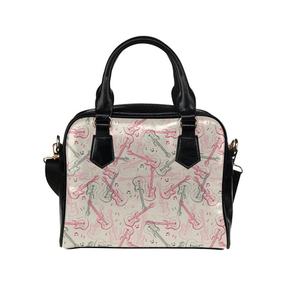 Bass Guitar Pattern Print Design 02 Shoulder Handbag