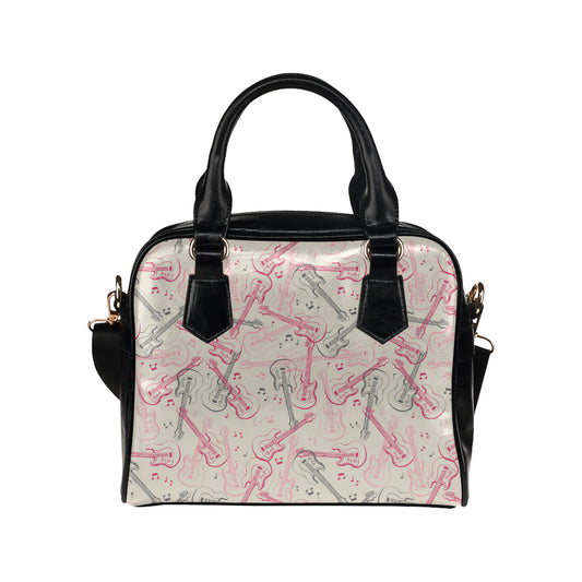 Bass Guitar Pattern Print Design 02 Shoulder Handbag