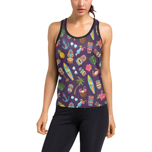 Hawaiian Themed Pattern Print Design H024 Women's Racerback Tank Top
