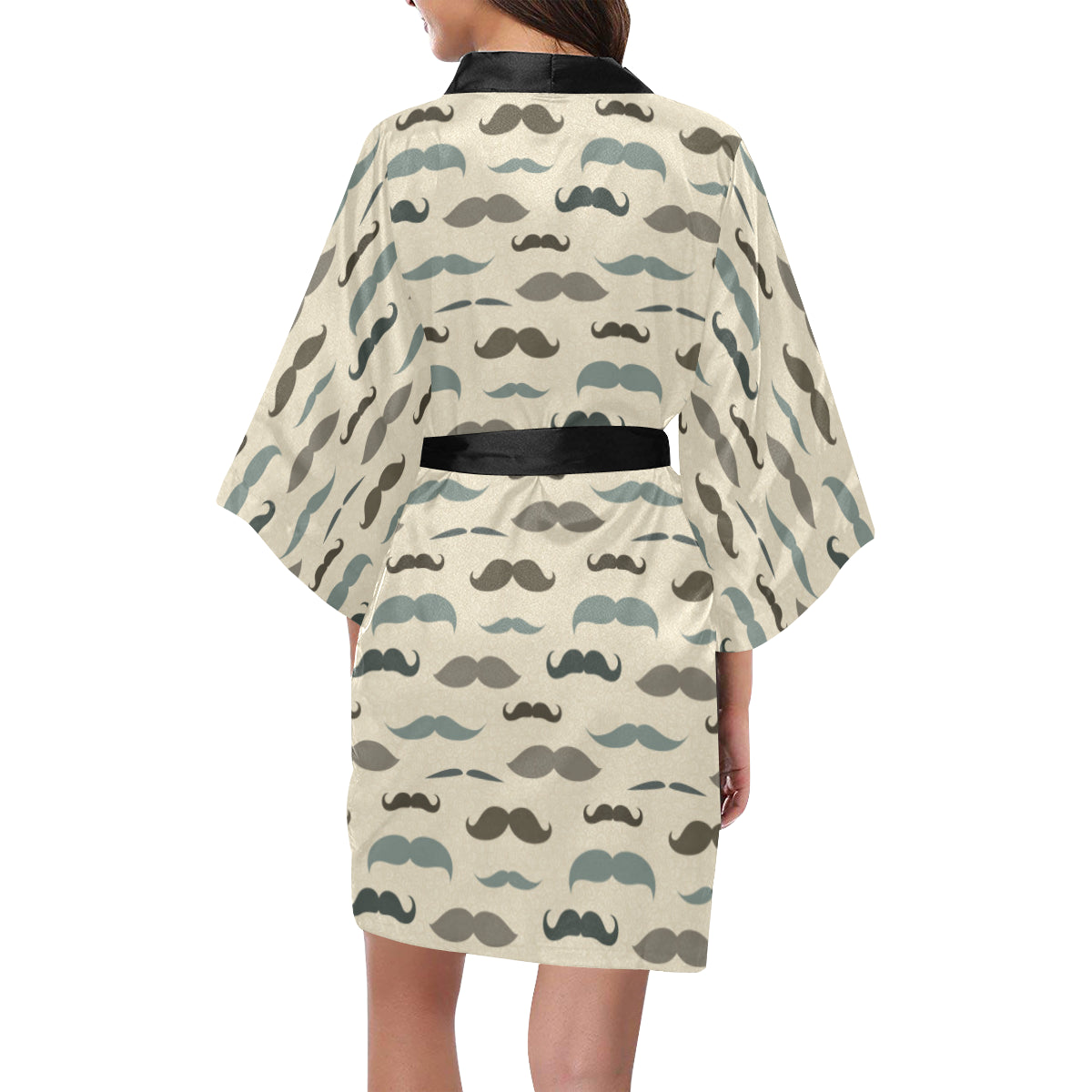 Mustache Pattern Print Design A01 Women's Short Kimono