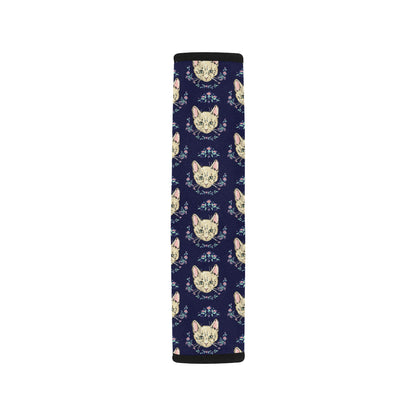 Cat Head with flower Print Pattern Car Seat Belt Cover