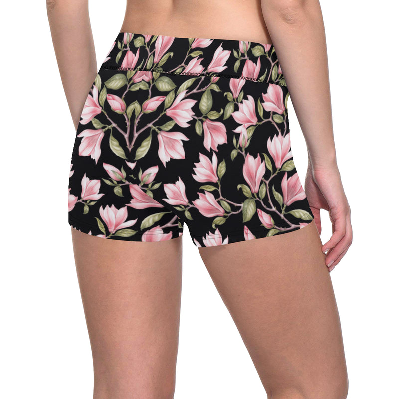 Magnolia Pattern Print Design MAG03 Yoga Shorts