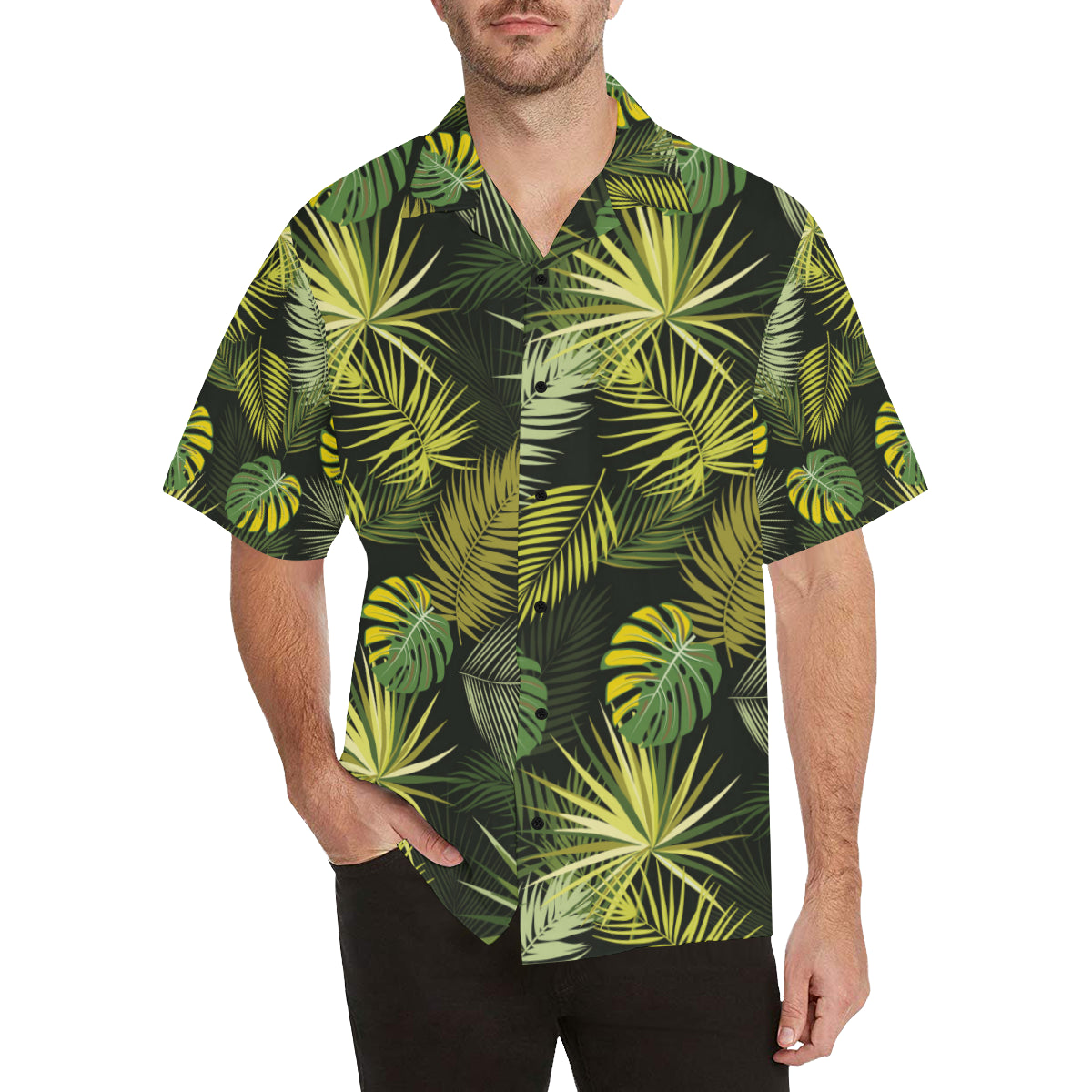 Palm Leaf Pattern Print Design A05 Men's Hawaiian Shirt