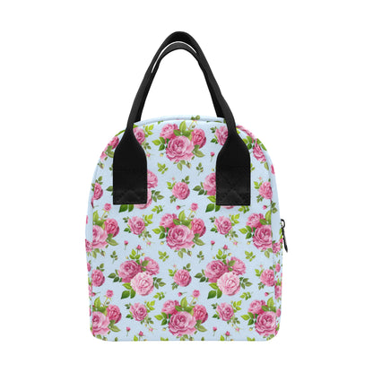 Rose Pink Pattern Print Design RO08 Insulated Lunch Bag