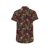 Microphone Skull Rose Pattern Print Design 02 Men's Short Sleeve Button Up Shirt