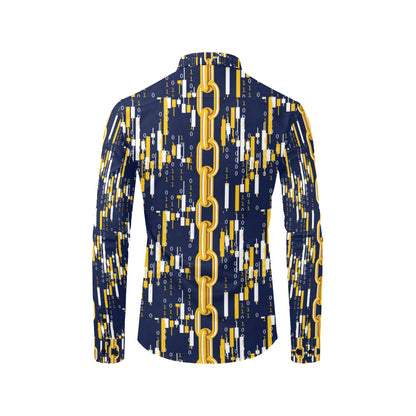 Cryptocurrency Chain Pattern Print Design 03 Men's Long Sleeve Shirt