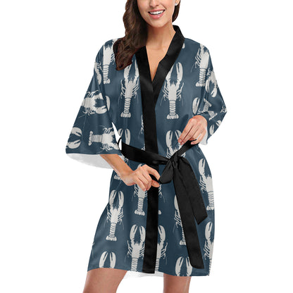 Lobster Pattern Print Design 02 Women's Short Kimono