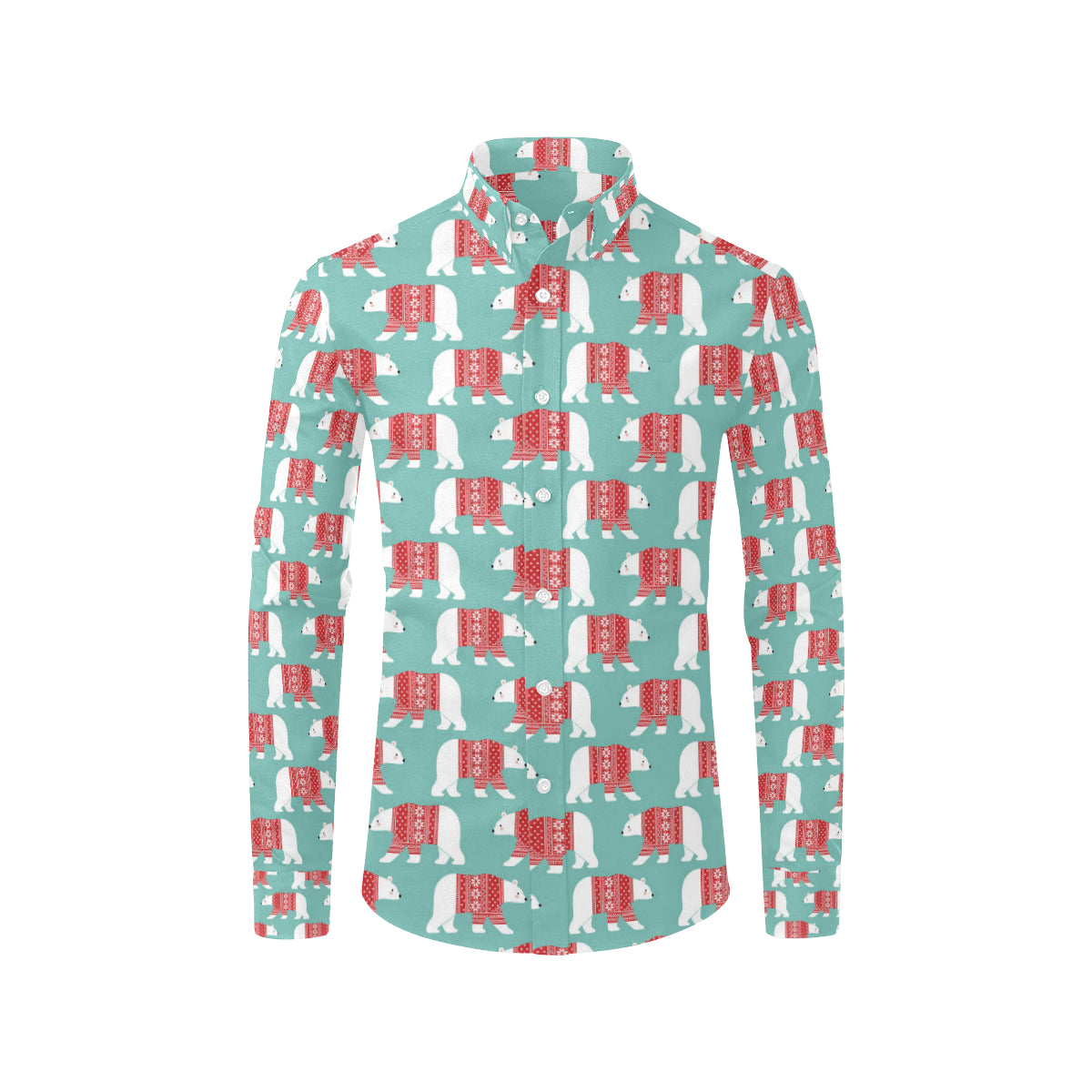 Polar Bear Pattern Print Design A04 Men's Long Sleeve Shirt