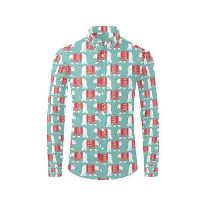Polar Bear Pattern Print Design A04 Men's Long Sleeve Shirt