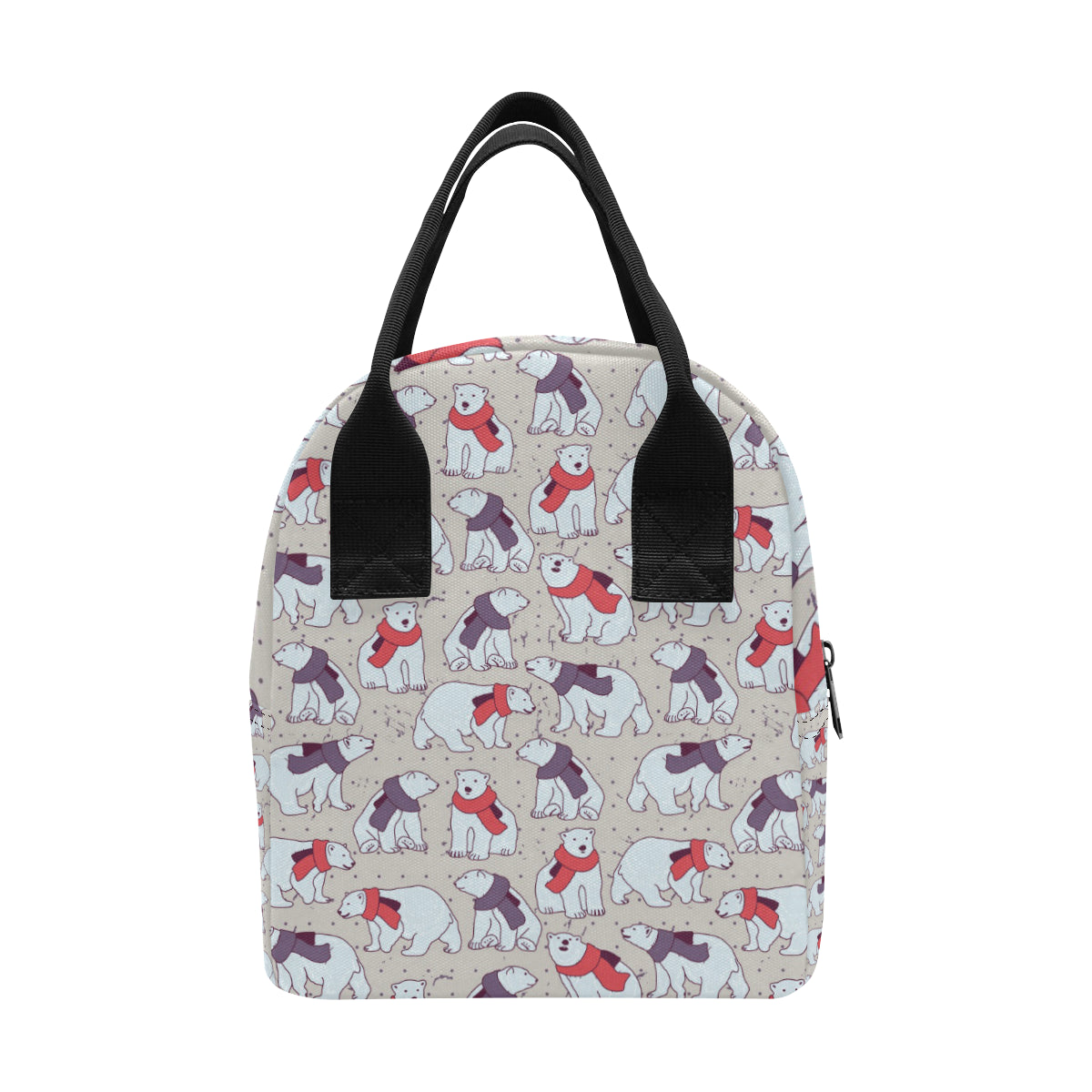 Polar Bear Pattern Print Design PB04 Insulated Lunch Bag