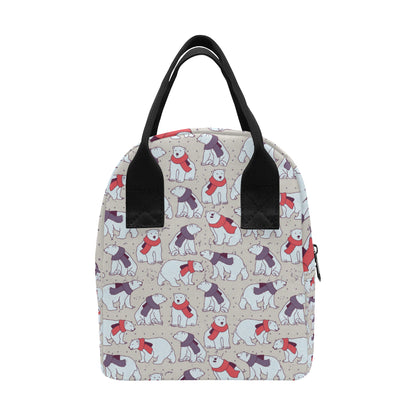 Polar Bear Pattern Print Design PB04 Insulated Lunch Bag