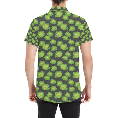 Cabbage Pattern Print Design 01 Men's Short Sleeve Button Up Shirt