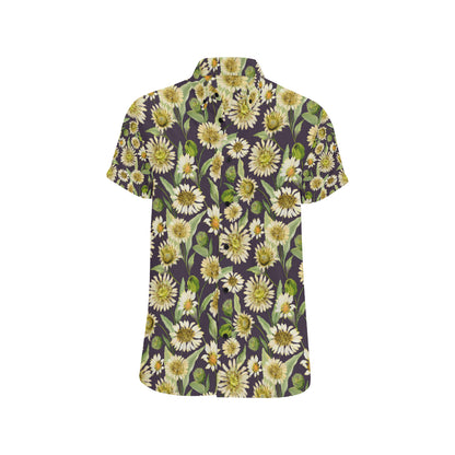Daisy Vintage Print Pattern Men's Short Sleeve Button Up Shirt