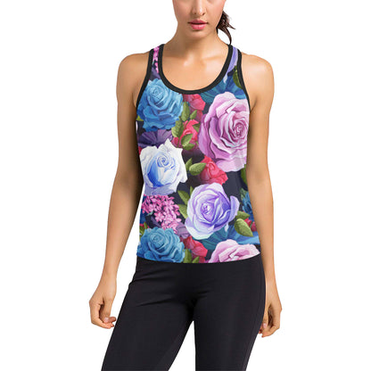 Rose Pattern Print Design RO09 Women's Racerback Tank Top