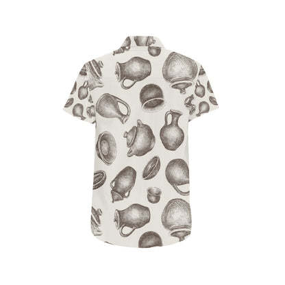 Pottery Pattern Print Design A01 Men's Short Sleeve Button Up Shirt