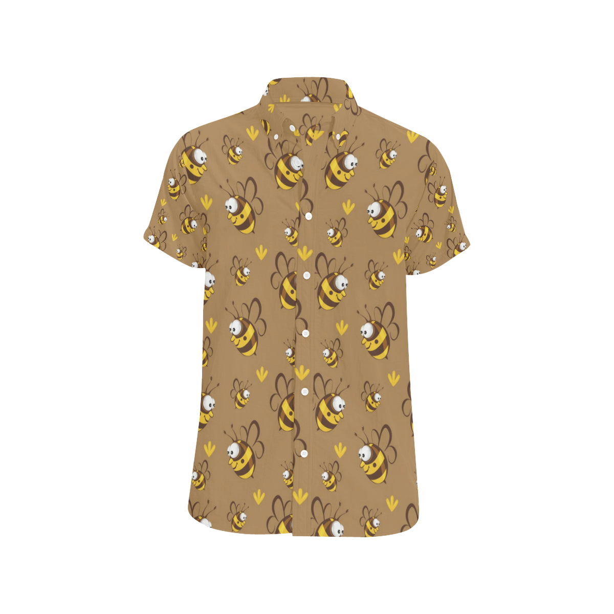 Bee Pattern Print Design BEE09 Men's Short Sleeve Button Up Shirt