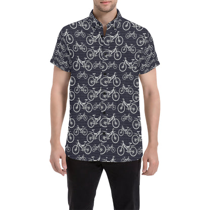 Mountain bike Pattern Print Design 02 Men's Short Sleeve Button Up Shirt