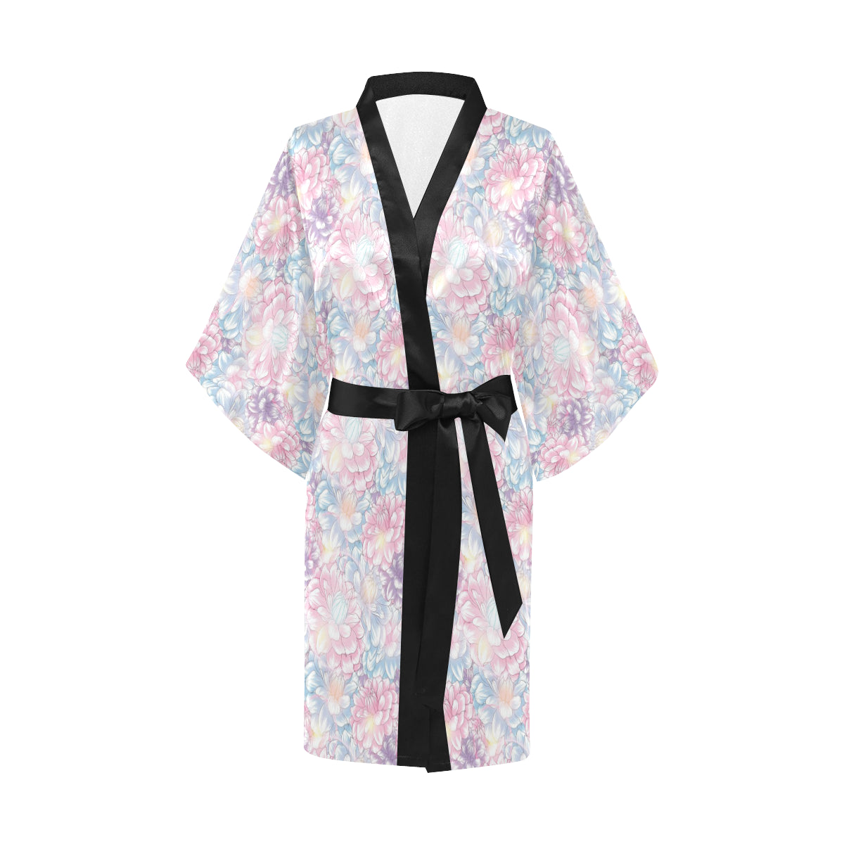 Dahlia Pattern Print Design 01 Women's Short Kimono