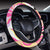 Pink Tropical Palm Leaves Steering Wheel Cover with Elastic Edge