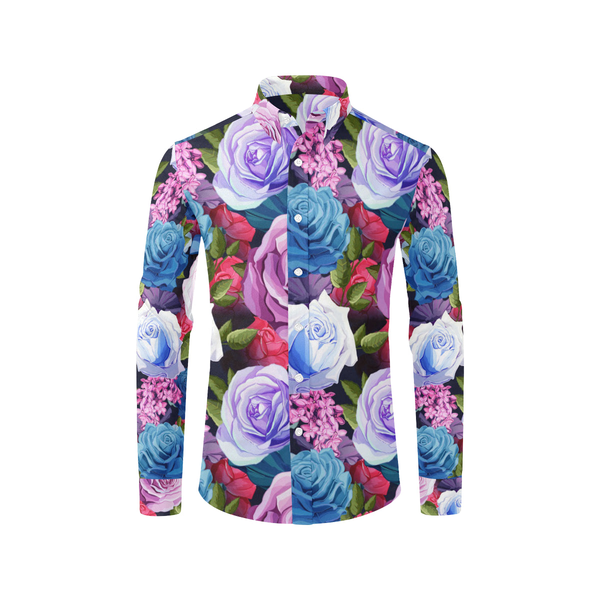 Rose Pattern Print Design RO09 Men's Long Sleeve Shirt