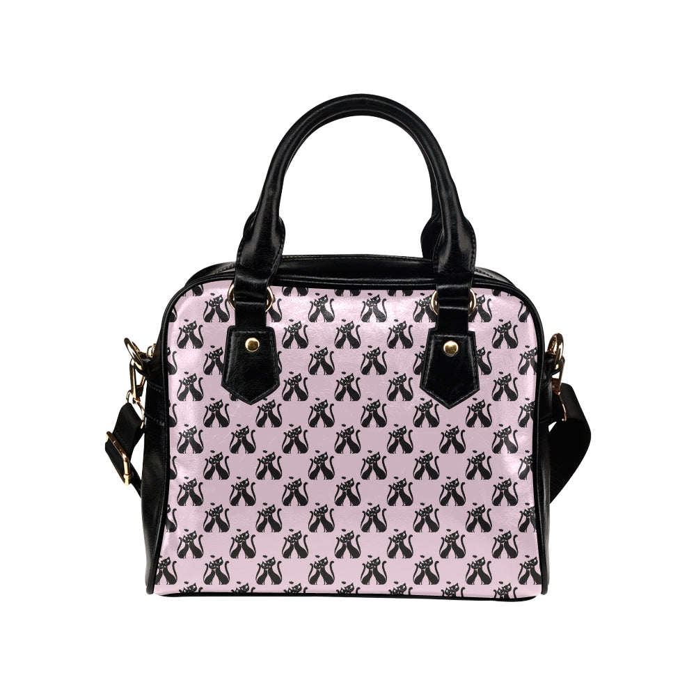 Black Cat Pattern Print Design 01 Shoulder Handbag