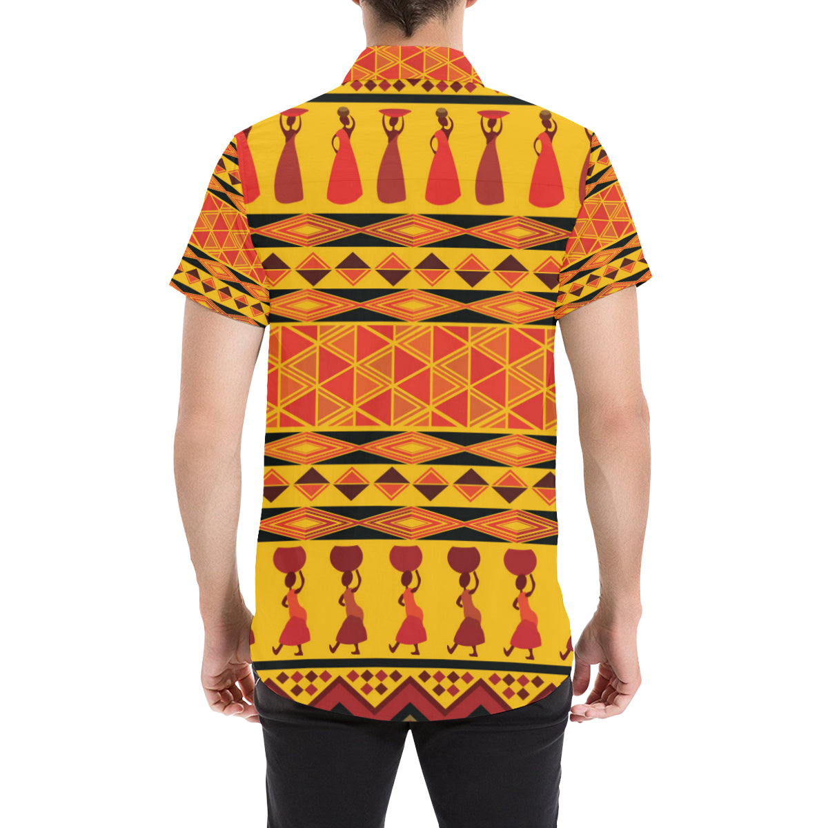 African Pattern Print Design 01 Men's Short Sleeve Button Up Shirt