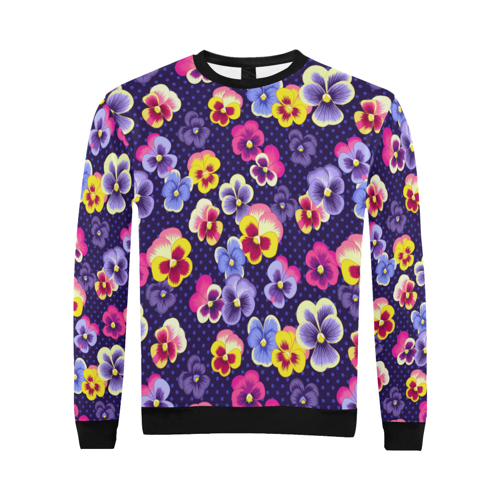 Pansy Pattern Print Design PS04 Men Long Sleeve Sweatshirt