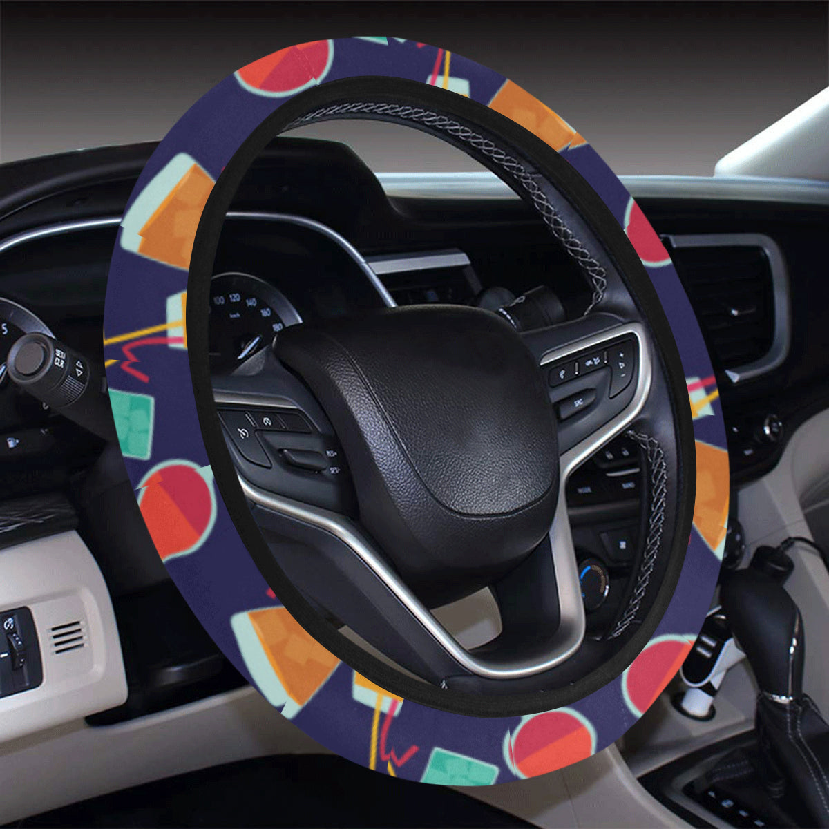 Cocktail Pattern Print Design 06 Steering Wheel Cover with Elastic Edge