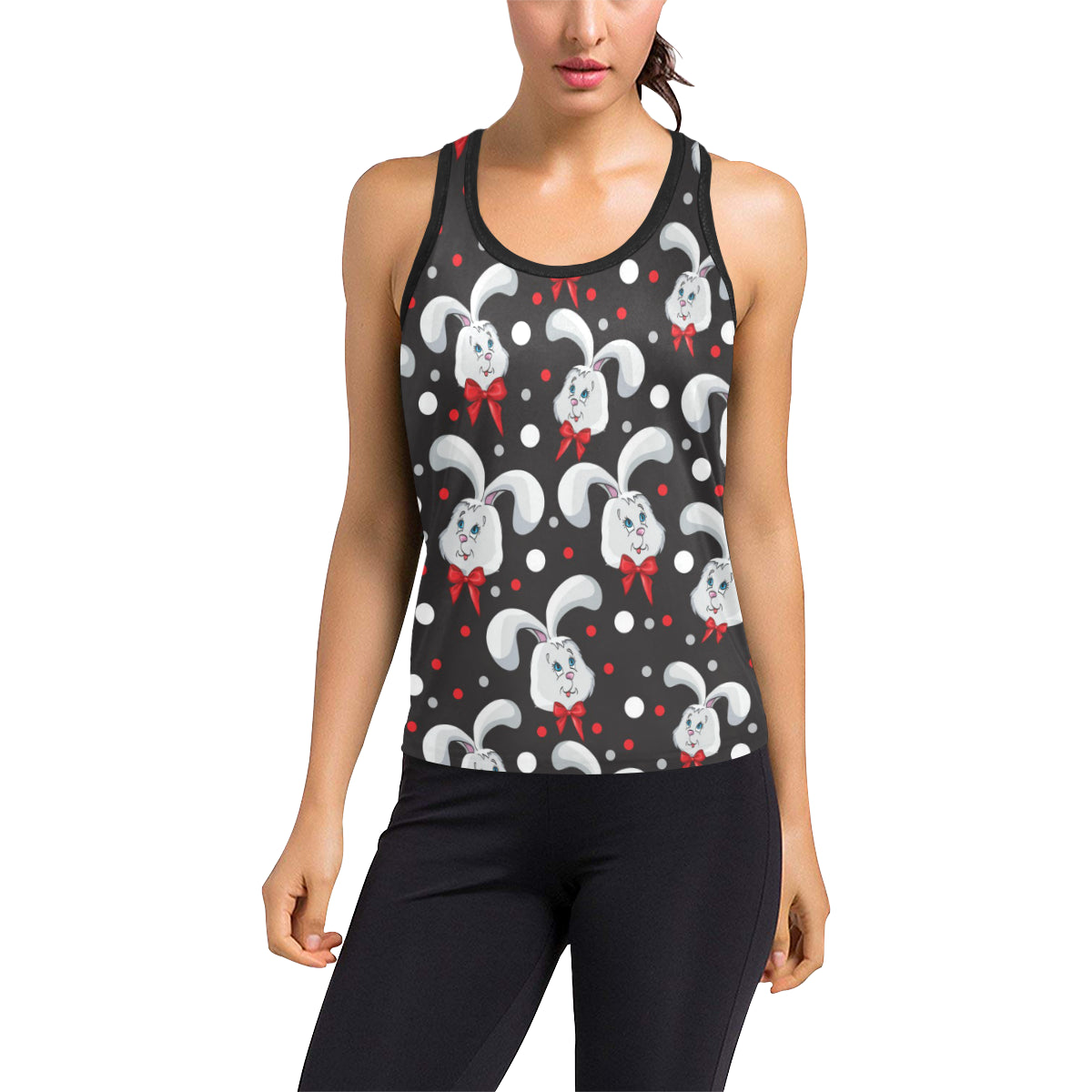 Rabbit Pattern Print Design RB012 Women's Racerback Tank Top