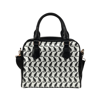 Black Cat Pattern Print Design 02 Shoulder Handbag