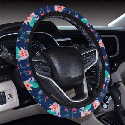 Mermaid Girl Cute Design Print Steering Wheel Cover with Elastic Edge