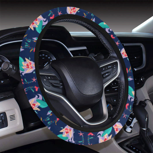 Mermaid Girl Cute Design Print Steering Wheel Cover with Elastic Edge