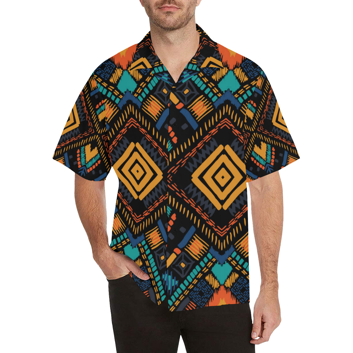 Kente Pattern Print Design 05 Men's Hawaiian Shirt