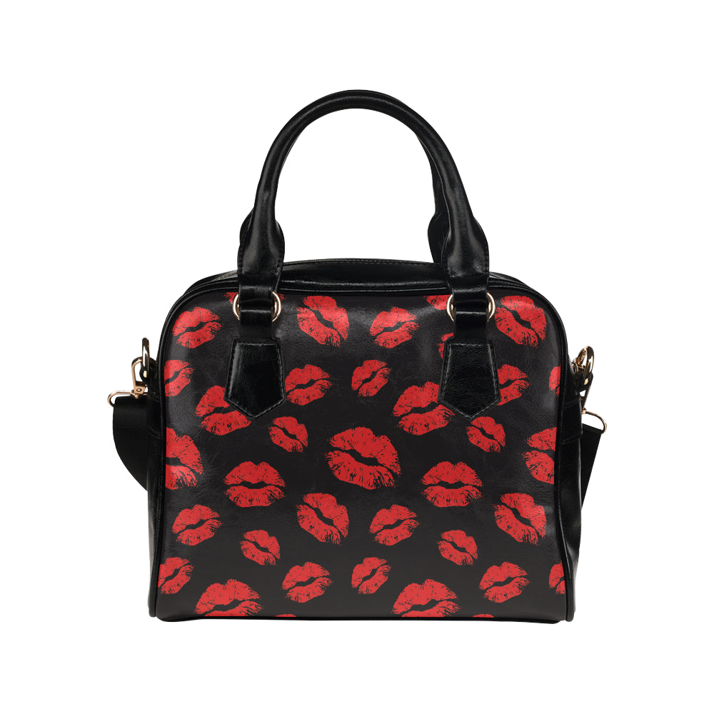 Lip Red Pattern Print Design 02 Shoulder Handbag
