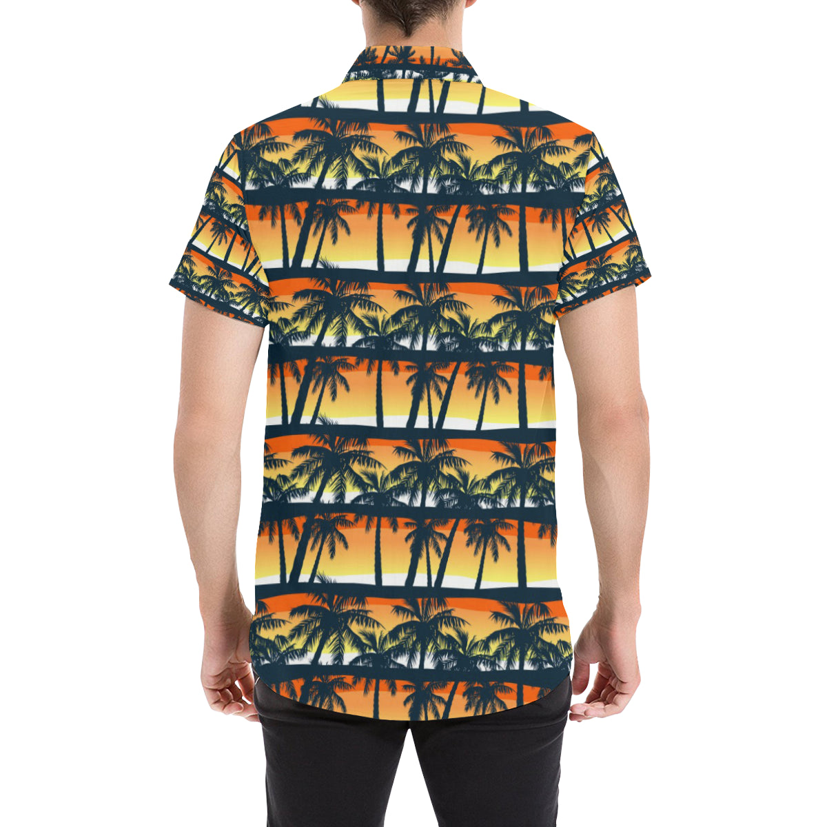 Palm Tree Pattern Print Design PT011 Men's Short Sleeve Button Up Shirt