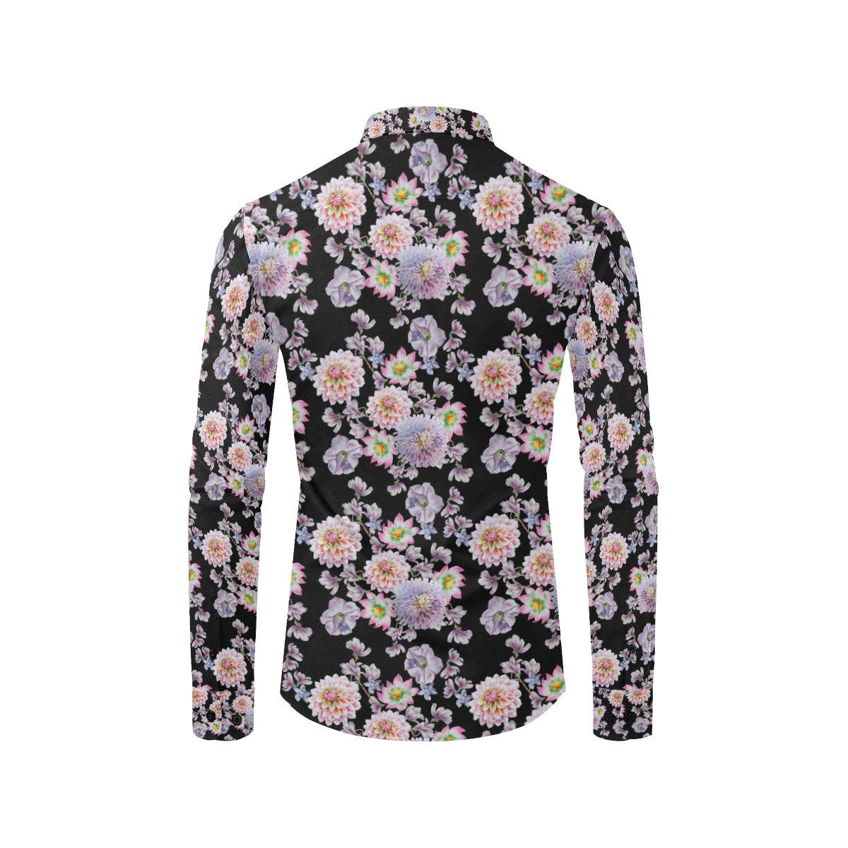 Dahlia Pattern Print Design DH012 Men's Long Sleeve Shirt