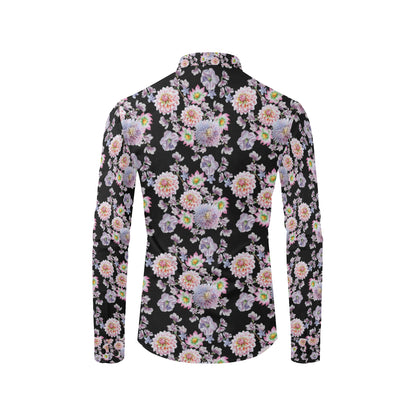 Dahlia Pattern Print Design DH012 Men's Long Sleeve Shirt
